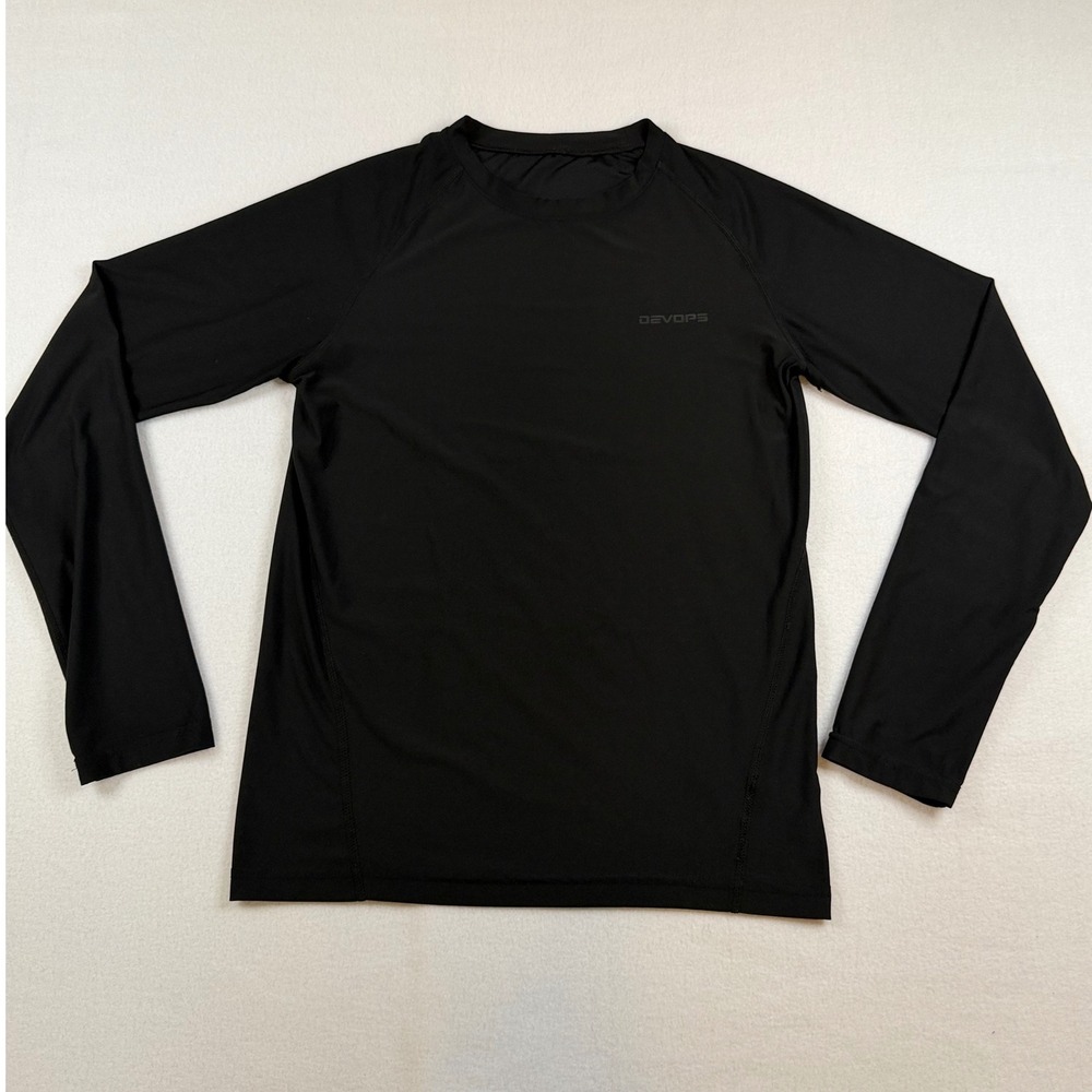 DEVOPS Kids Long Sleeve Compression Shirt Black Athletic Base Layer Size L